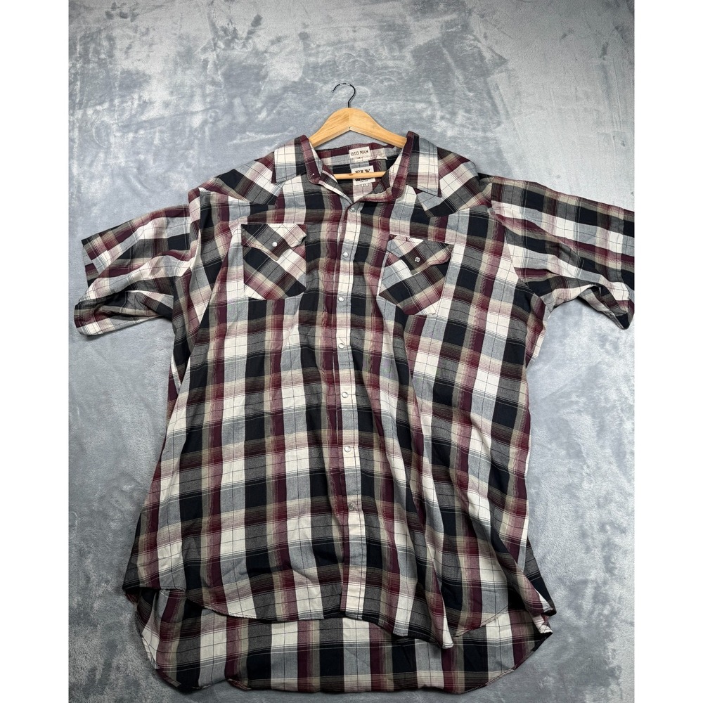 Ely Cattleman Big Man Western Shirt Mens 3X Multicolor Plaid Pearl Snap Cowboy